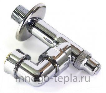 Кран для полотенцесушителя хромированный 1" НГ х 1/2" Ш TIM K10-NFM024 поворотный, угловой - №1