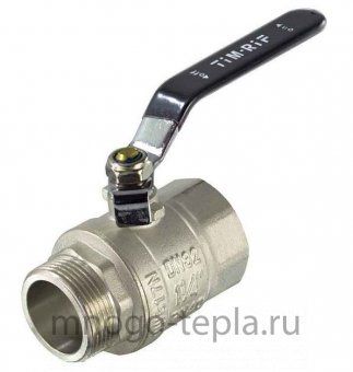 Кран шаровый 1 1/4" ГШ TIM (DE1209X) никелированный усиленный прямой - рычаг - №1