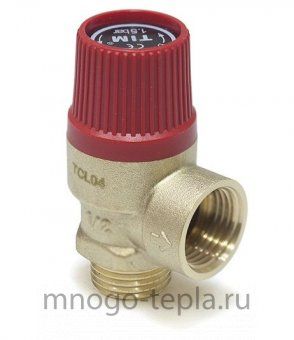 Предохранительный клапан 1/2" НР TIM BL22MF-K-3 (3 бар) красный - №1