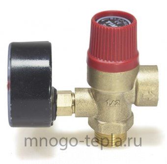 Предохранительный клапан с манометром 1/2" НР TIM BL4802-1.5 (1.5 бар) красный - №1