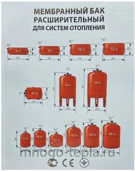 Расширительный бак AquaTim VC-36LD, на 36 литров, вертикальный - №1